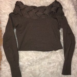 Brown tunic sweater with braid detail